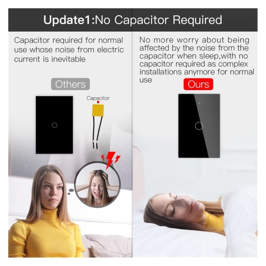 Smart Switch Wall Touch Smart Light Switch with Neutral/No Neutral No Capacitor Smart Work (Color : Black Number of Gangs : 3-Gang)