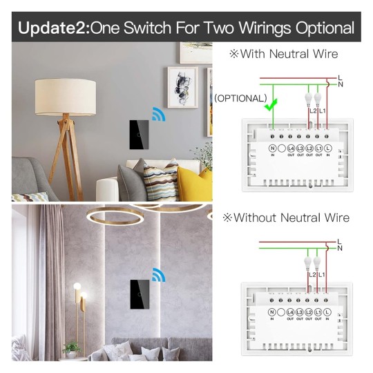 Smart Switch Wall Touch Smart Light Switch with Neutral/No Neutral No Capacitor Smart Work (Color : Black Number of Gangs : 3-Gang)