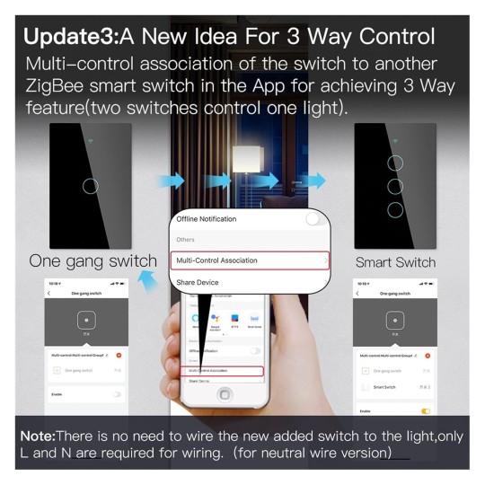 Smart Switch Wall Touch Smart Light Switch with Neutral/No Neutral No Capacitor Smart Work (Color : Black Number of Gangs : 3-Gang)