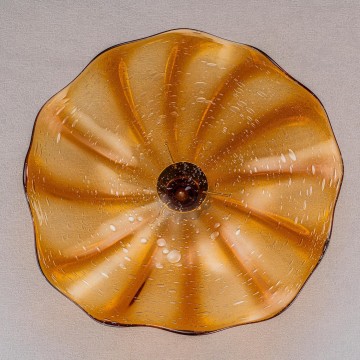 Blown Glass Wall Mounted Flower Plate Murano Glass Plate Wall Art Décor for Living Room Bedroom Orange 12"