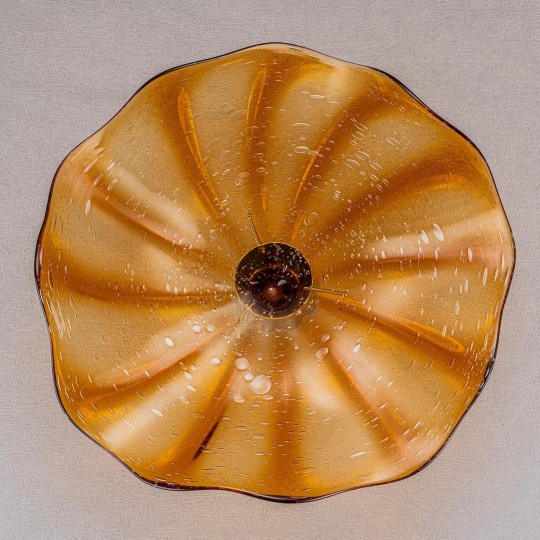 Blown Glass Wall Mounted Flower Plate Murano Glass Plate Wall Art Décor for Living Room Bedroom Orange 12"