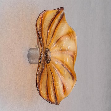 Blown Glass Wall Mounted Flower Plate Murano Glass Plate Wall Art Décor for Living Room Bedroom Orange 12"