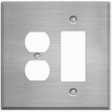 Oversized Stainless Steel Outlet Covers, Duplex/Decora Switch 2 Gang Wall Plate, 5.5" x 5.50" Jumbo Combination Wall Plate, 430 Grade Stainless Steel, Corrosive Resistant, Matching Screws, Made in USA