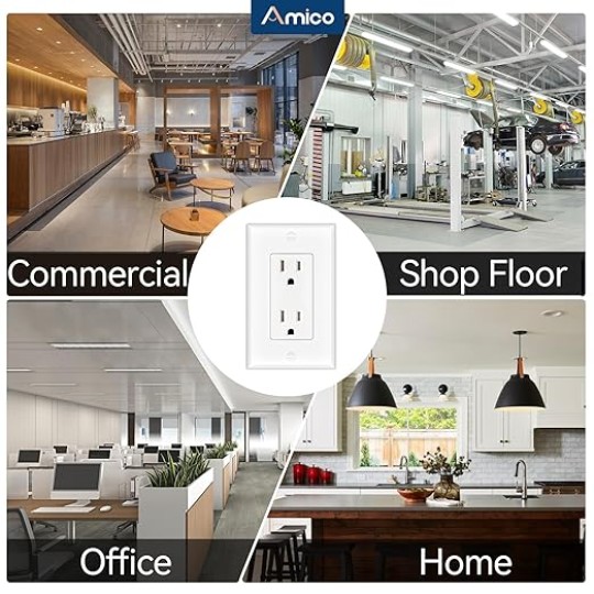 50 Pack 15A Wall Outlet, White Decorator Receptacle with Wall Plate & 12 Pack 20A GFCI Outlets